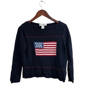 VTG Norton Studio American Flag Mesh Sweater